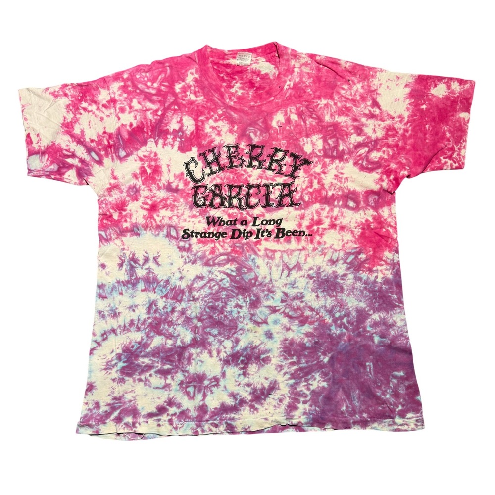 Vintage Fruit of the Loom Cherry Garcia Tie Dye T-Shirt XL Pink Purple 90s Tee